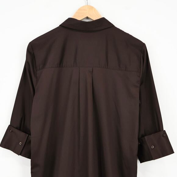 NWT Madewell Y-Neck Button Up Sateen Relaxed Shirtdress Dark Carob Brown Small - Picture 7 of 9